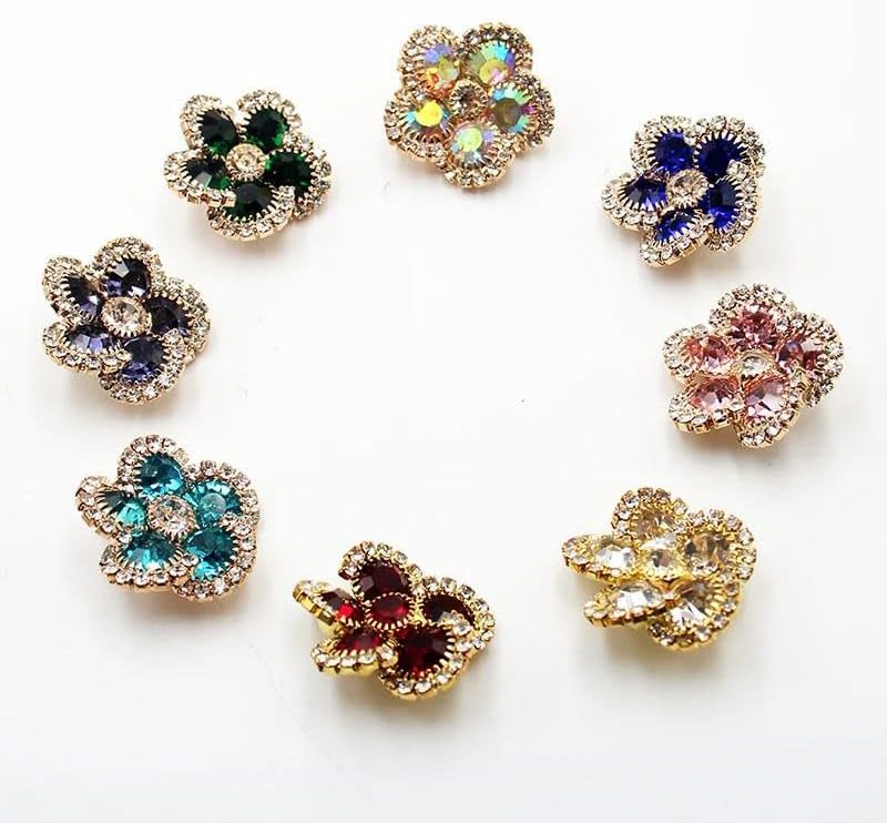 Metal Flower Rhinestone Button Shank Diamond Accessories Wedding Decor Sewing Clothing Buttons