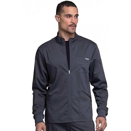 Cherokee Men Warm up Scrub Jacket with Zip Front WW320