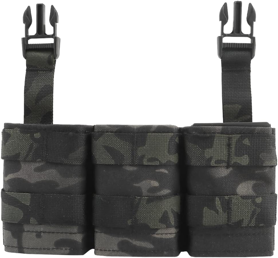 Triple 5.56mm Magazine Pouch Bag Storage Front Panel with Hook and Loop