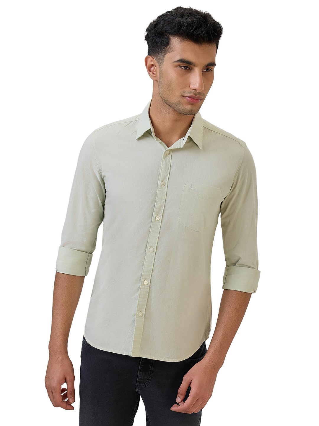 parx Men Slim Fit Solid Pattern Pure Cotton Semicutaway Collar Full Sleeve Casual Shirt-picture-12