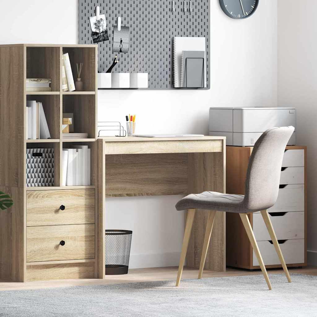 Scrivania compatta in rovere Sonoma, 80 x 40 x 76 cm, in legno con struttura stabile, per casa, ufficio, studio e studio, postazione di lavoro funzionale