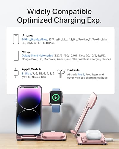 Miniatura 6 de Intoval Estación de carga para Apple iPhoneWatchAirpods, cargador inalámbrico 3 en 1 para iPhone 14131211XSXRXSX8, iWatch 8Ultra76SE5432, Airpods