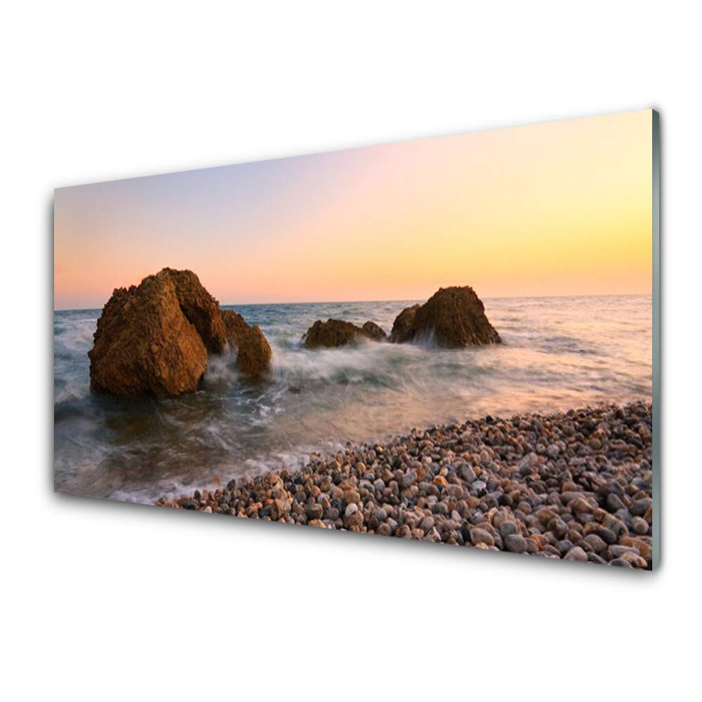 Décoration murale design Tulup en verre trempé 100x50cm de paysage rock et mer