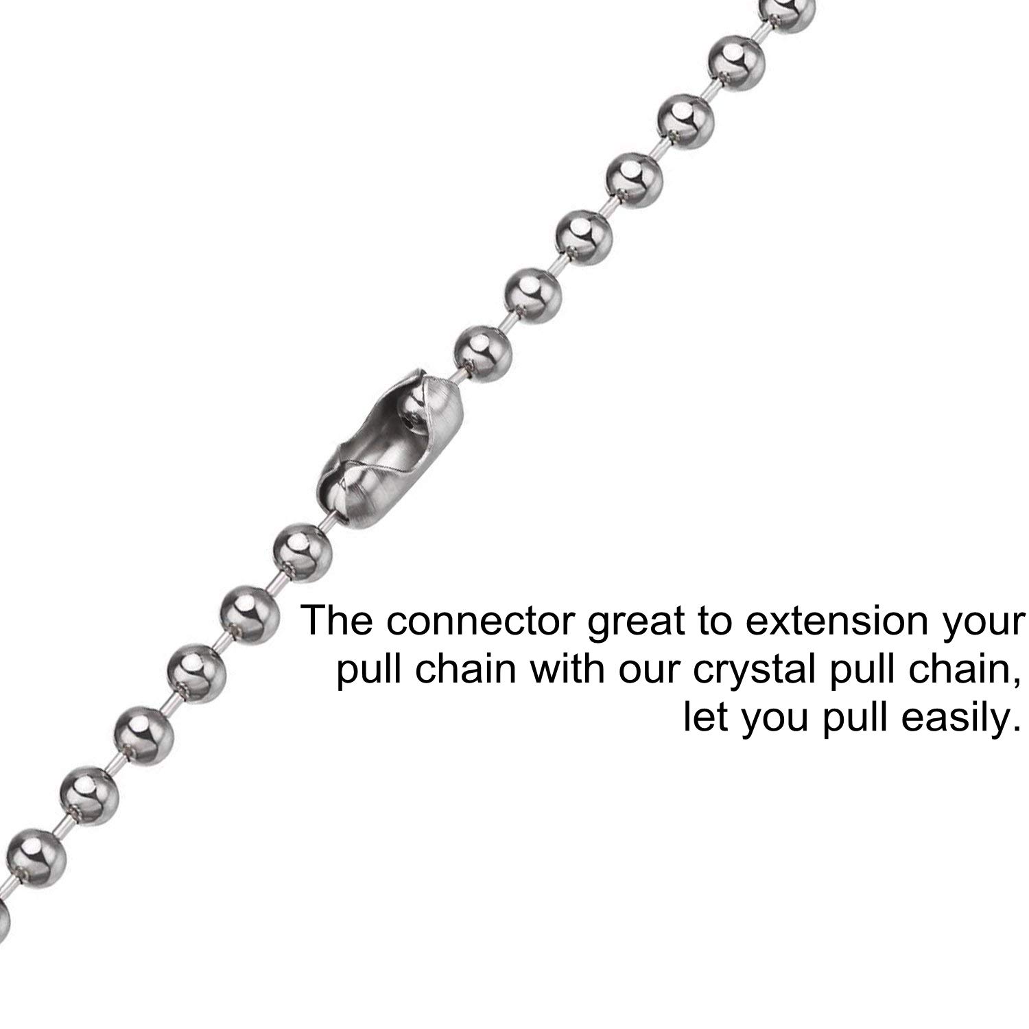 Jovitec 2-Piece Crystal Pull Chain Extension For Ceiling Fan & Light – 1 Meter Long Each, Diamond Crystal Ball, Silver Plated Chain, Adjustable Length