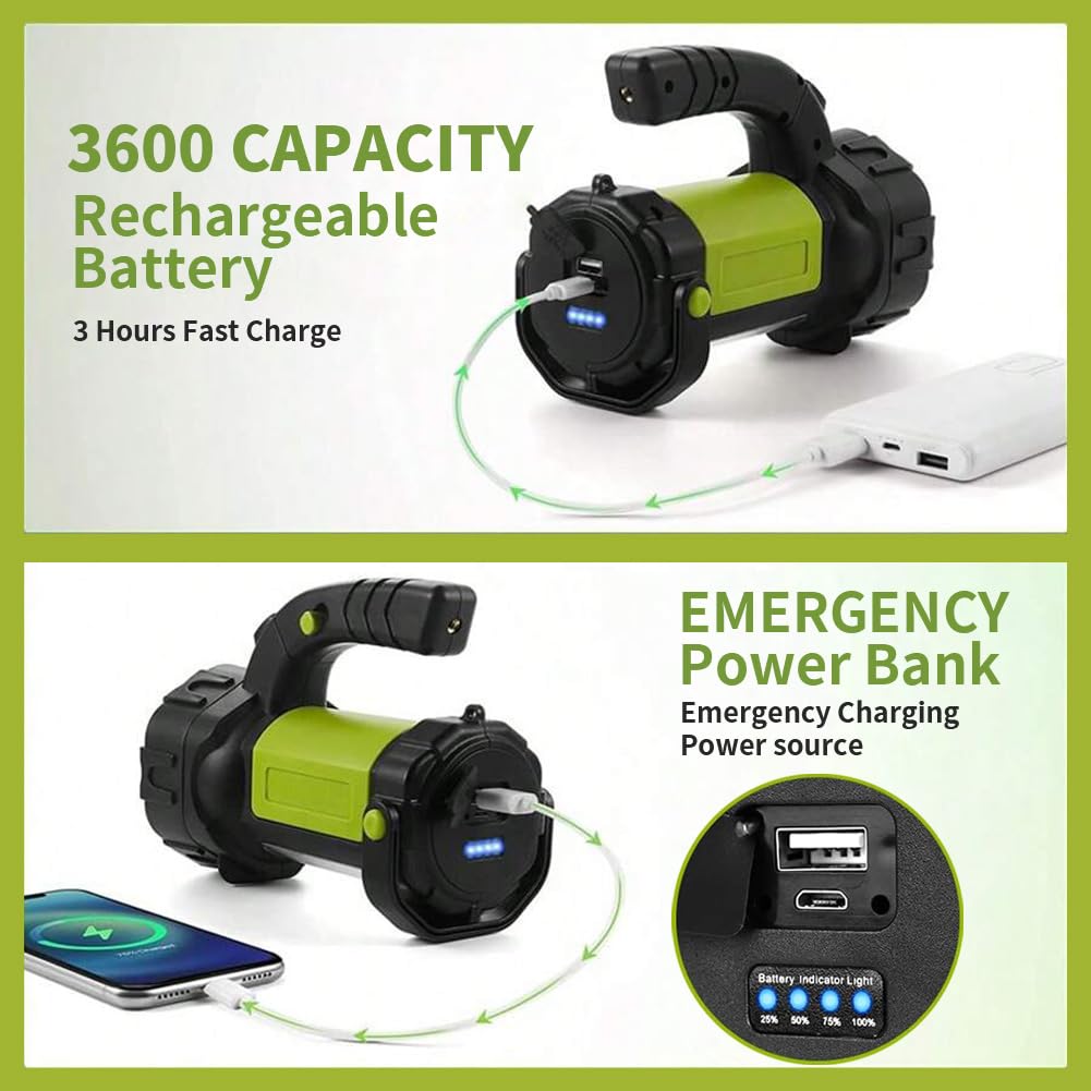 Lampe Camping Rechargeable, Lampe de Camping LED Super Lumineuse 800 Lumens, Lampe Camping Etanche à 7 Modes Avec Banque d'Alimentation de 3 600 mAh Pour Les Urgences En Plein Air, Randonnée, Pêche