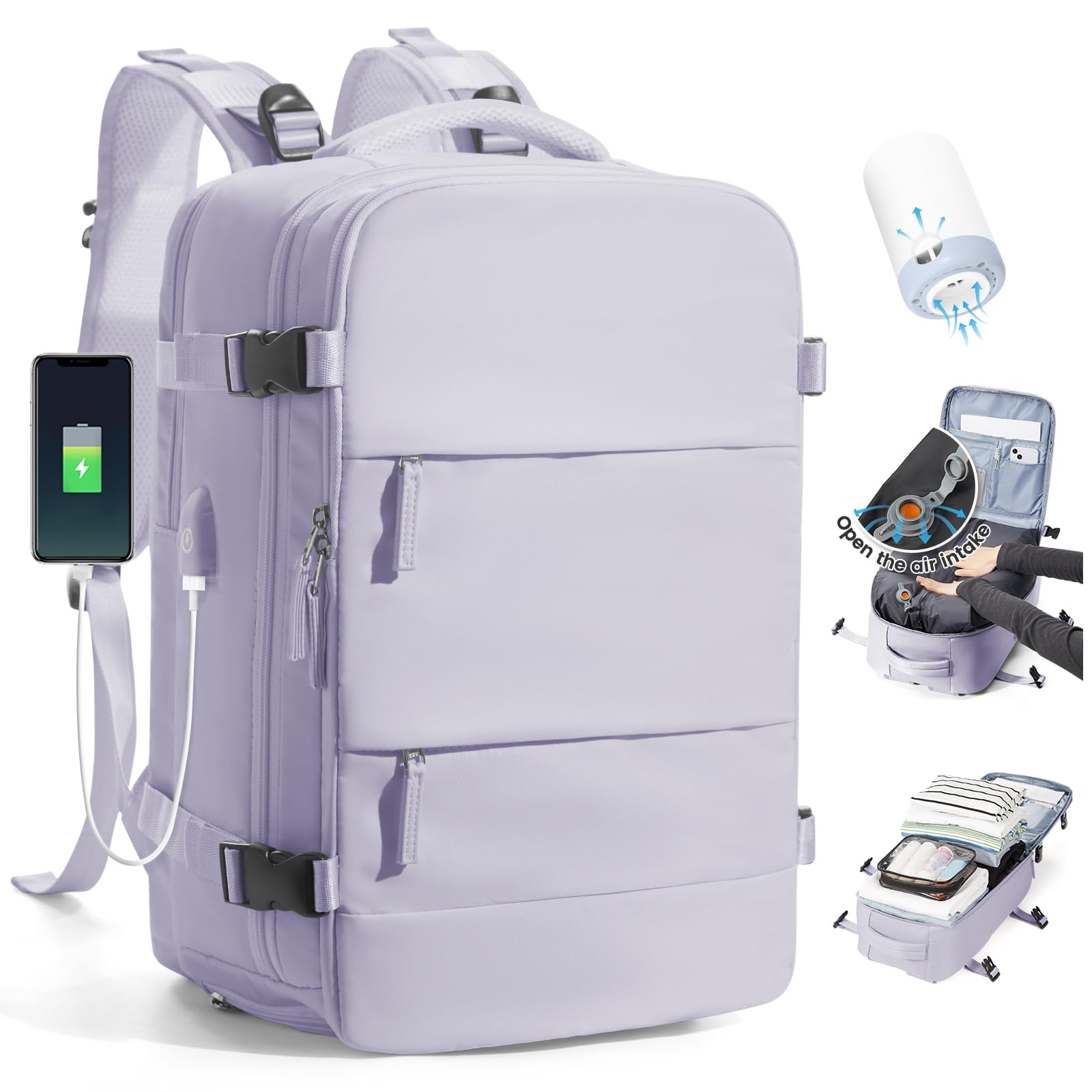 SZLX Zaino Ryanair 40x30x20 Sottovuoto Zaino da Viaggio 40x30x20 Wizzair Donna da escursionismo sportivo impermeabile Zaino Casual Laptop da 14 Pollici con porta di ricarica USB Scomparto per Scarpe
