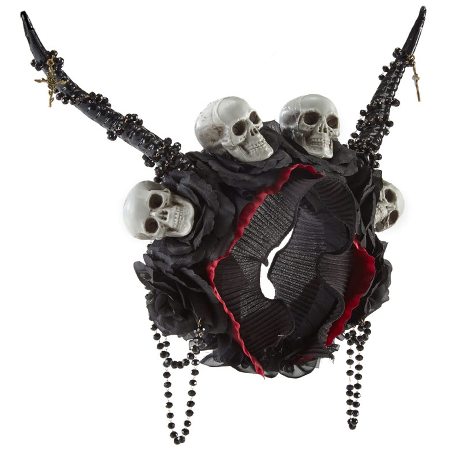 Cerchietto per capelli, corno di Halloween, diademi e corone con teschio, antilope, retrò, fiore nero