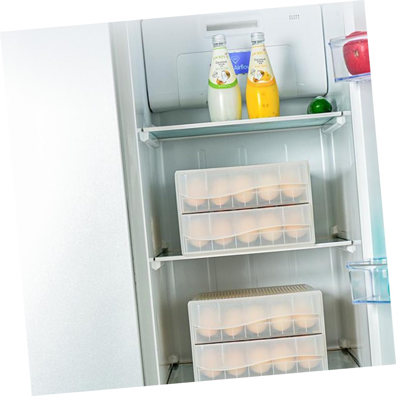 ARTIBETTER 60grids Egg Organizer Storage Box Plastic Egg Storage for Refrigerator Holder Countertop