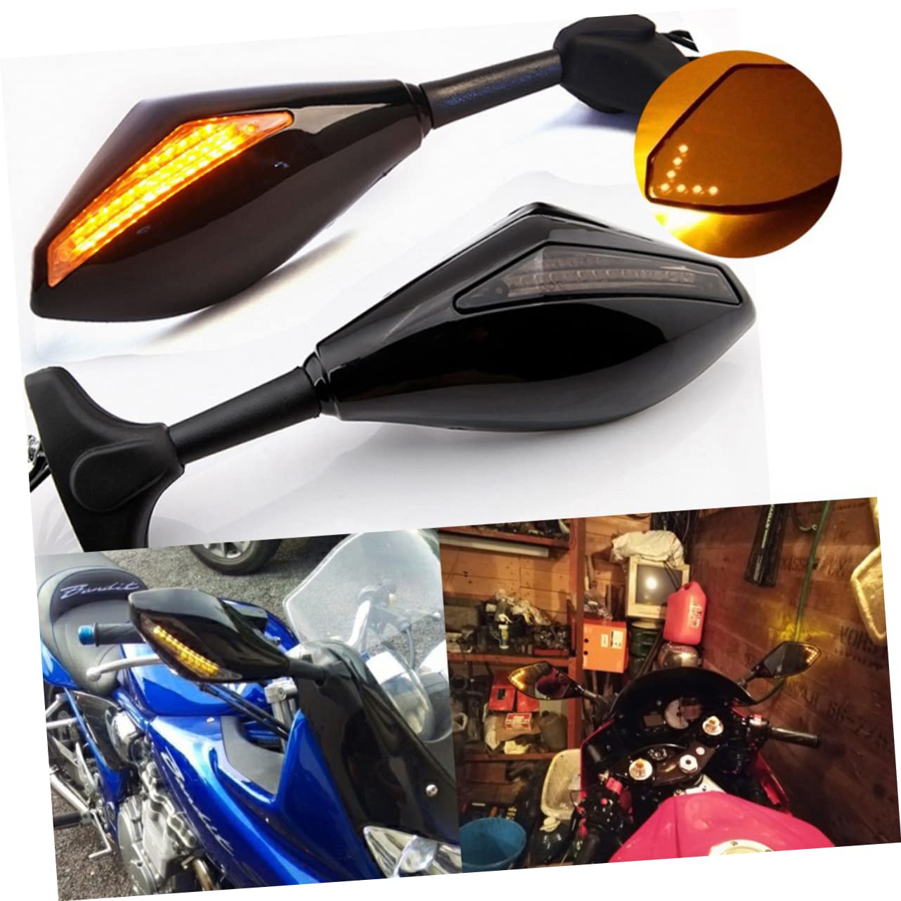 Rétroviseur de Guidon pour Moto, Paire Noire en Aluminium et Plastique