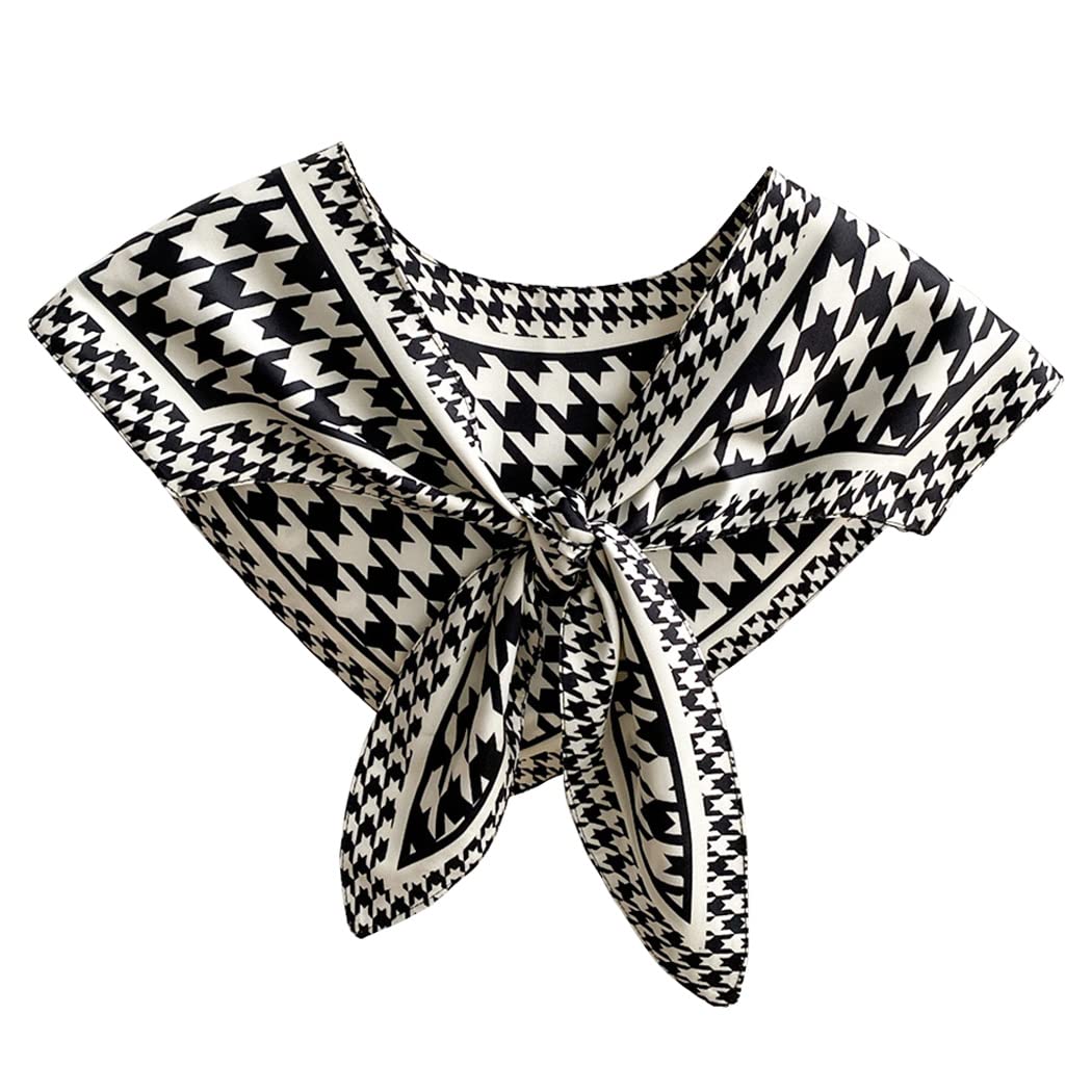 Women Detachable Dickey Spring Summer Mini Cape Fake Collar Small Silk Scarf Shawl Faux False Collar