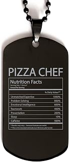 Pizza Chef Dog Tag - Nutrition Facts Necklace for Coworker Pizzeria Chef Employee Boss Pizza Cook - Funny Jewelry Gifts for Men Women, Christmas, Birthday - Engraved