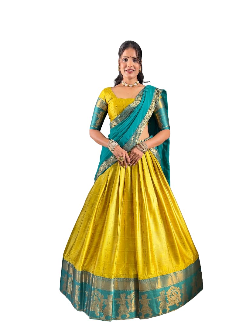 Traditional Banarasi Silk Lehenga with Zari Border, Beige and Green Wedding, Royal Pattern Design with Contrasting Dupatta-image-5
