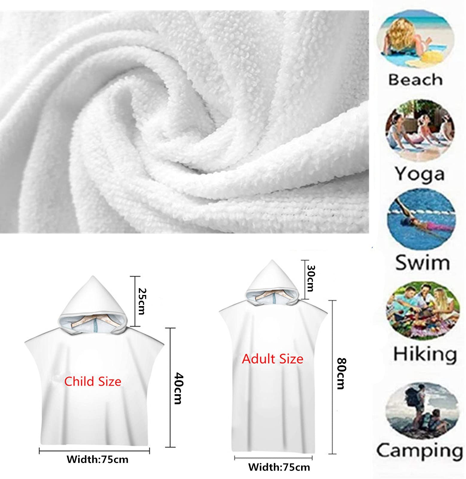 Poncho De Plage En Microfibre - Serviette à Capuche Parent-Enfant - Motif Animaux Marins 3D - Taille Adulte 75x110 Cm - Idéal Surf, Piscine, Voyage
