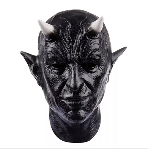 Máscara de cuerno de demonio de Halloween para cosplay de terror, asesino de diablos, casco de látex para máscaras, carnaval, fiesta de disfraces