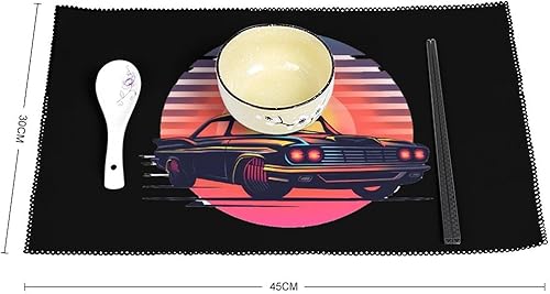 Miniatura 2 de Juego de 6 manteles individuales clásicos de mecánico de coche deportivo, resistentes y lavables, para decoración de mesa de cena y fiesta