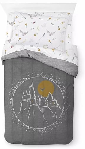 Harry Potter Hogwarts - Edredón reversible tamaño individual, solo edredón