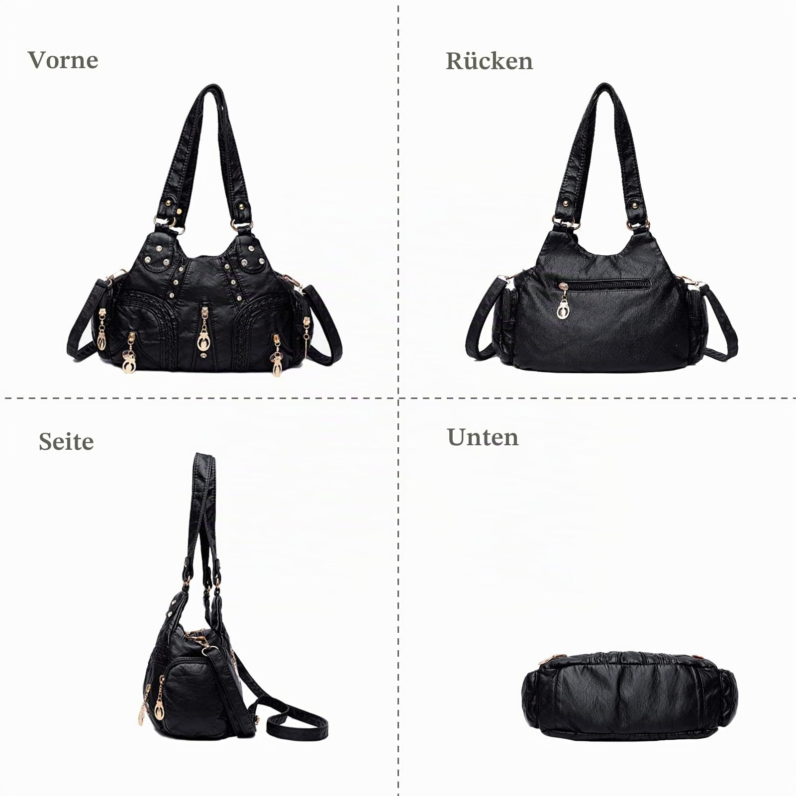 Damen Handtasche Mode Schultertasche Hobo Tasche Weiches PU Leder Umhängetaschen Frauen Henkeltaschen für Büro Schule Einkauf Bunt