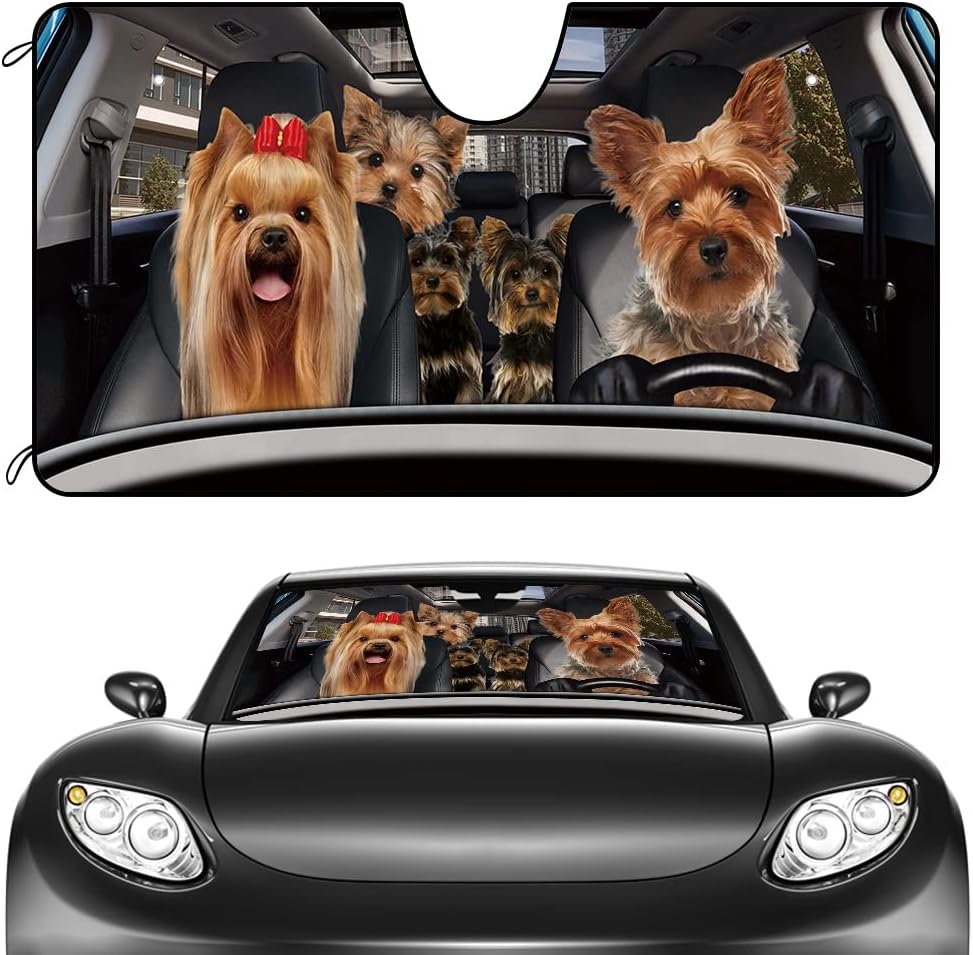 CafeTime Dog Car Front Windshield Sunshade Yorkshire