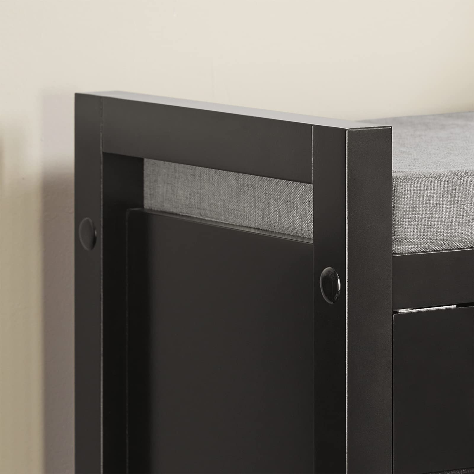 SoBuy Banco Zapatero con Asiento y Almacenaje - Zapatero Entrada Recibidor con 2 Puertas Blanco para Recibidores de Entrada, Dormitorio o Pasillo - Capacidad 150kg 91x30x50cm Negro FSR63-II-SCH