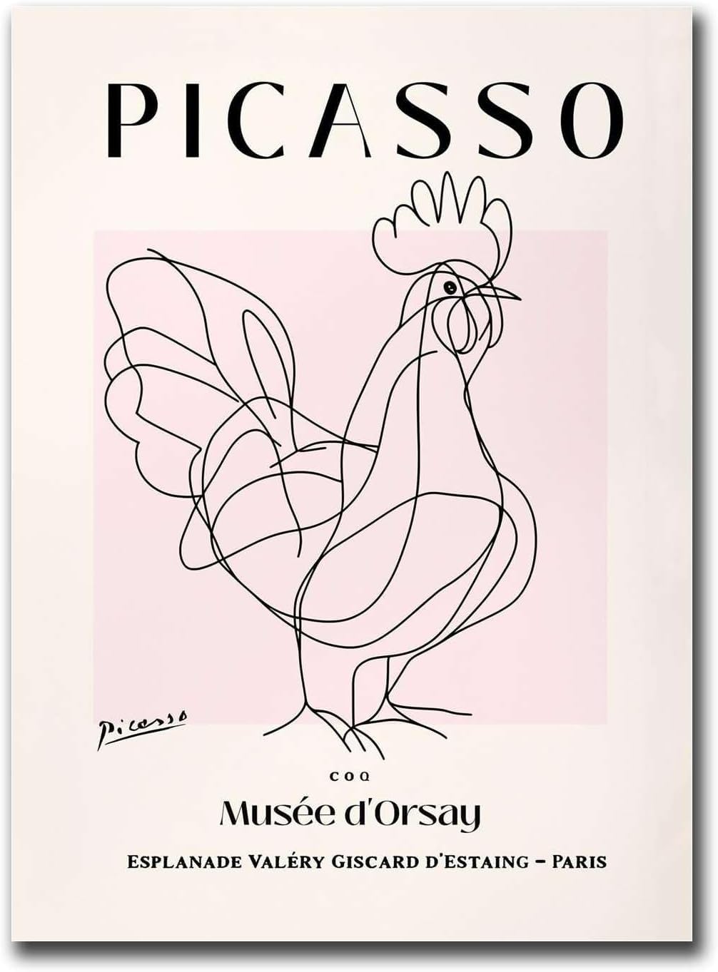 ZZYGGN GMGSW Pablo Picasso Prints The Rooster Canvas Painting Pablo Picasso Poster Abstract Line Wall Art Abstract Picture for Office Decor 40x55cm Frameless
