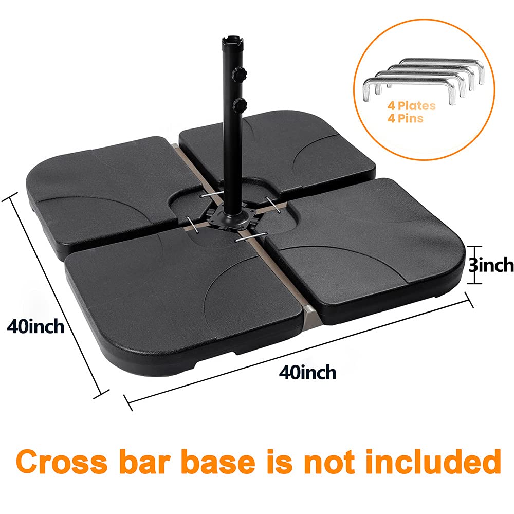 Crossbbar - Base de soporte para sombrilla de patio con boquillas de relleno para agua o arena, 4 unidades, color negro 3
