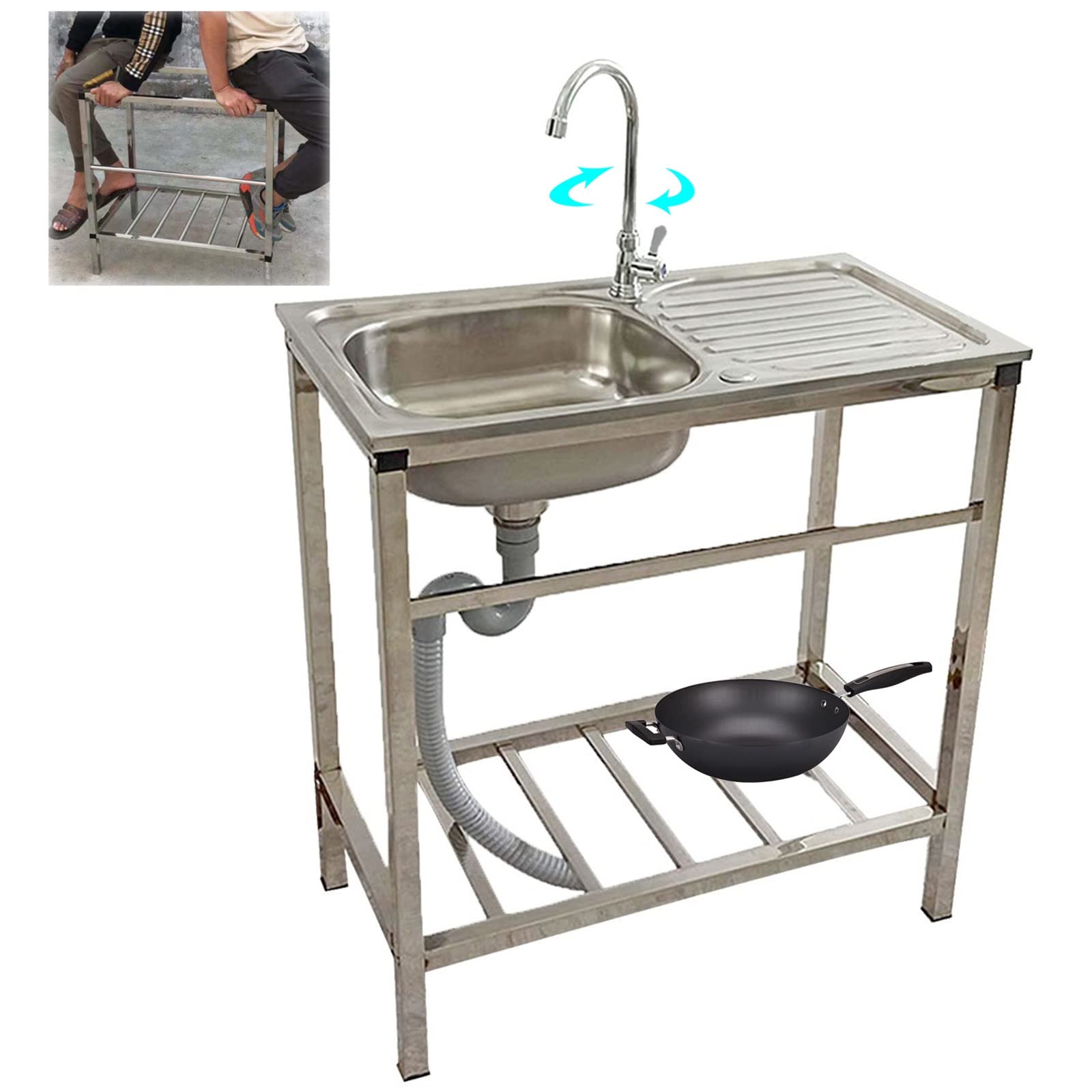 Amazon.co.jp: Hyuer 屋外 屋内 キッチン用流し台 シンク 温水  