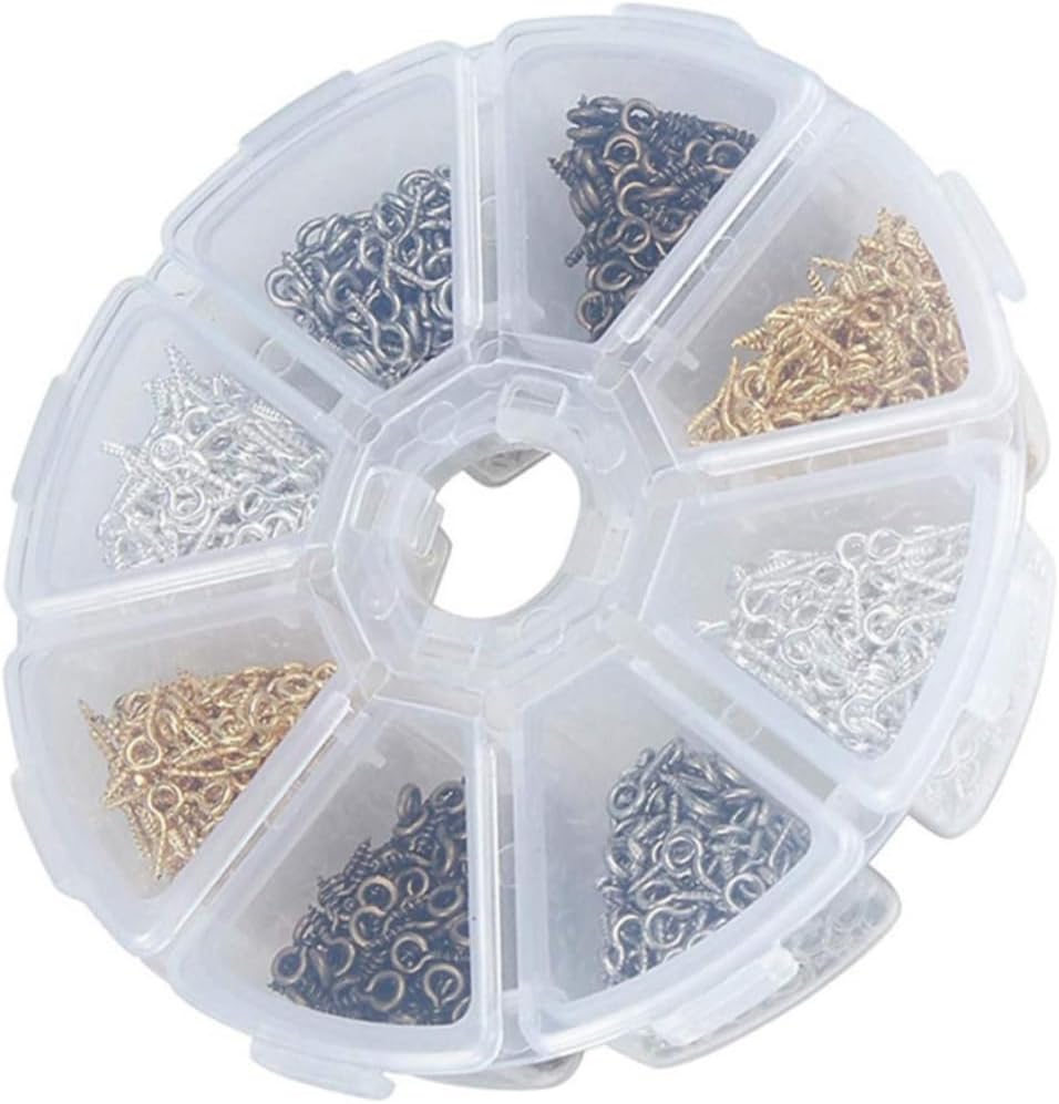 800pcs Screw Hoist Ring Screw Eye Pins Eye Bails Bail Pins Pegs Threaded Hooks Mixed Colors for Jewelry Decorations