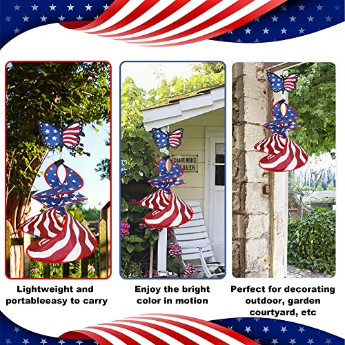 Lulu Home Set Of 2 Patriotic Wind Spinner Duets, 30 Inch Stars & Stripes Butterfly Pinwheel Whirligig Wind Twisters, Hanging Windsock Spinner Windmills For 4Th Of July Memorial Day Yard Decor #TOP6