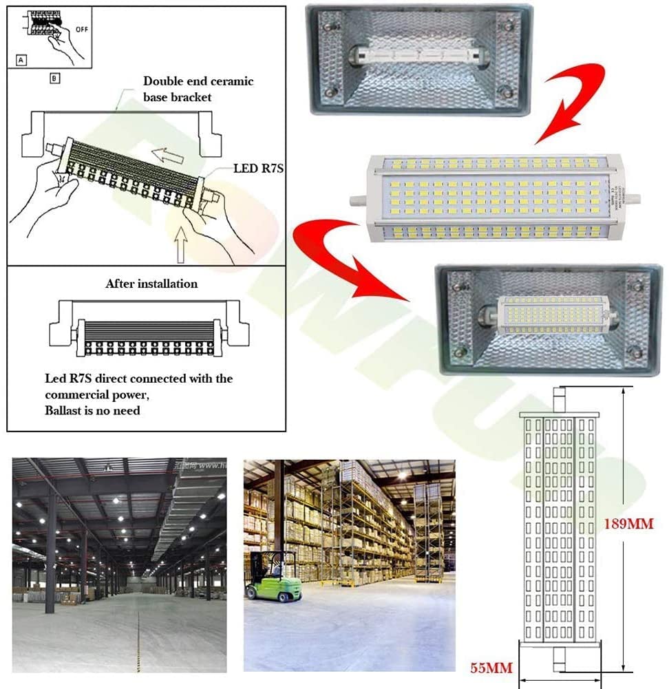 Bombilla LED de 50 W, R7S, luz cálida Regulable, 189 mm, LED Tipo maíz de Alto Brillo, SMD 5630, reemplaza Bombillas halógenas de 500 W, Foco de luz, Bombilla R7S de dobl