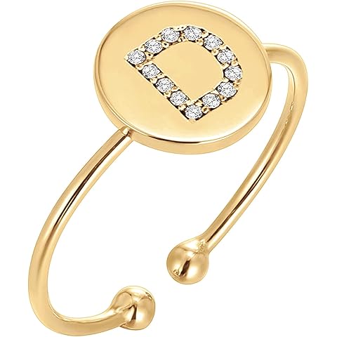 PAVOI 14K Gold Plated Initial Ring Stackable Rings for Women | Fashion Rings