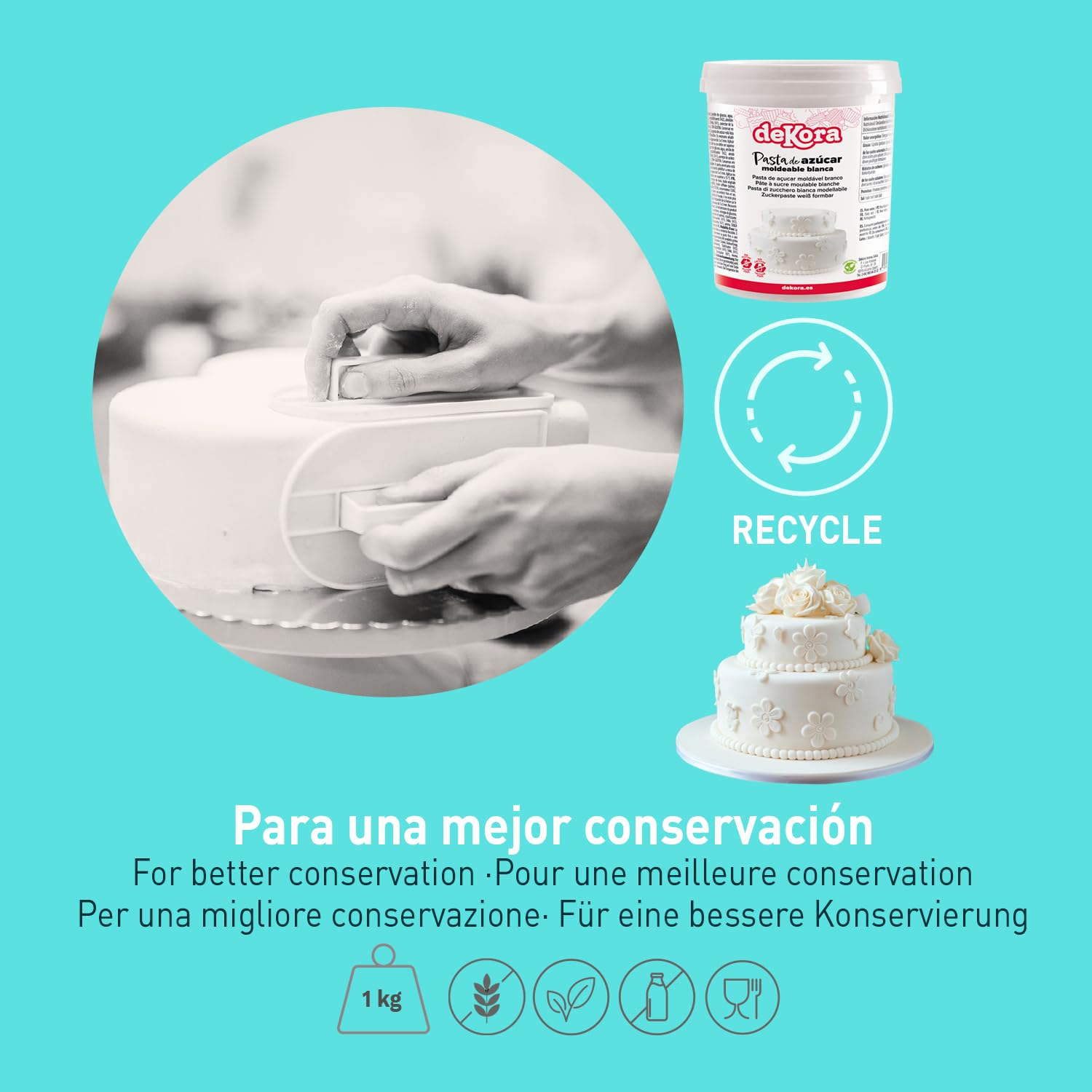 Dekora Cobertura para Tartas de Pasta de Modelar Fondant 1 kg