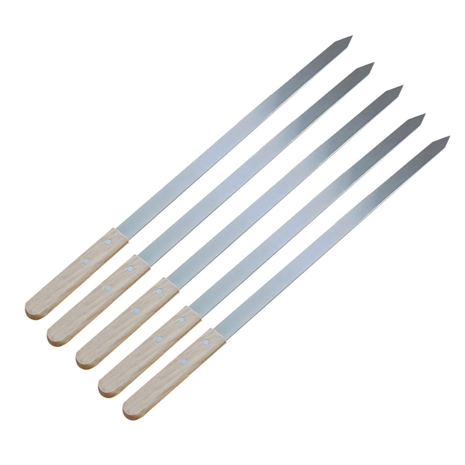 GTHTUHFD Grill Utensilskebab Skewers 6Pcs Stainless Steel Bbq Roast Barbecue Skewer Grill Kebab Needles Stick Wood Handle