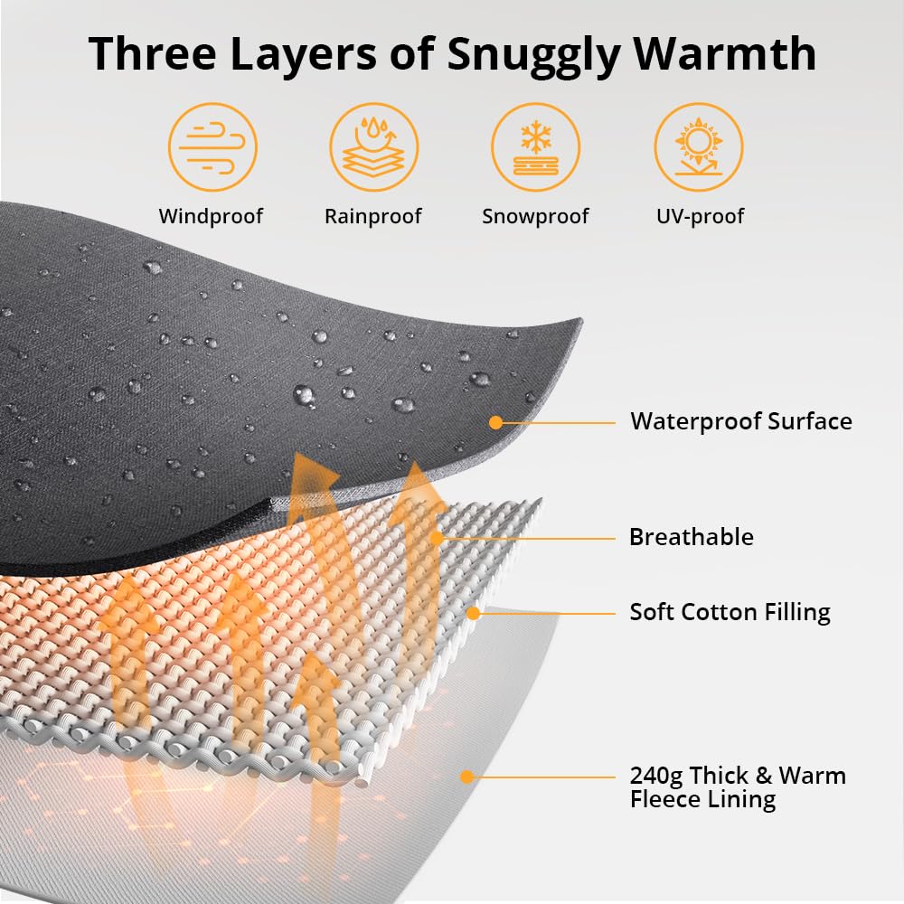 Bioby Winter Baby Car Seat Cover, Infant Car Seat Cover for Boy Girl, Roomy, Cozy, Warm, Waterproof Baby Carseat Covers Canopy with Thickened Fleece Lining, Breathable Hole, Universal Fitted Gray