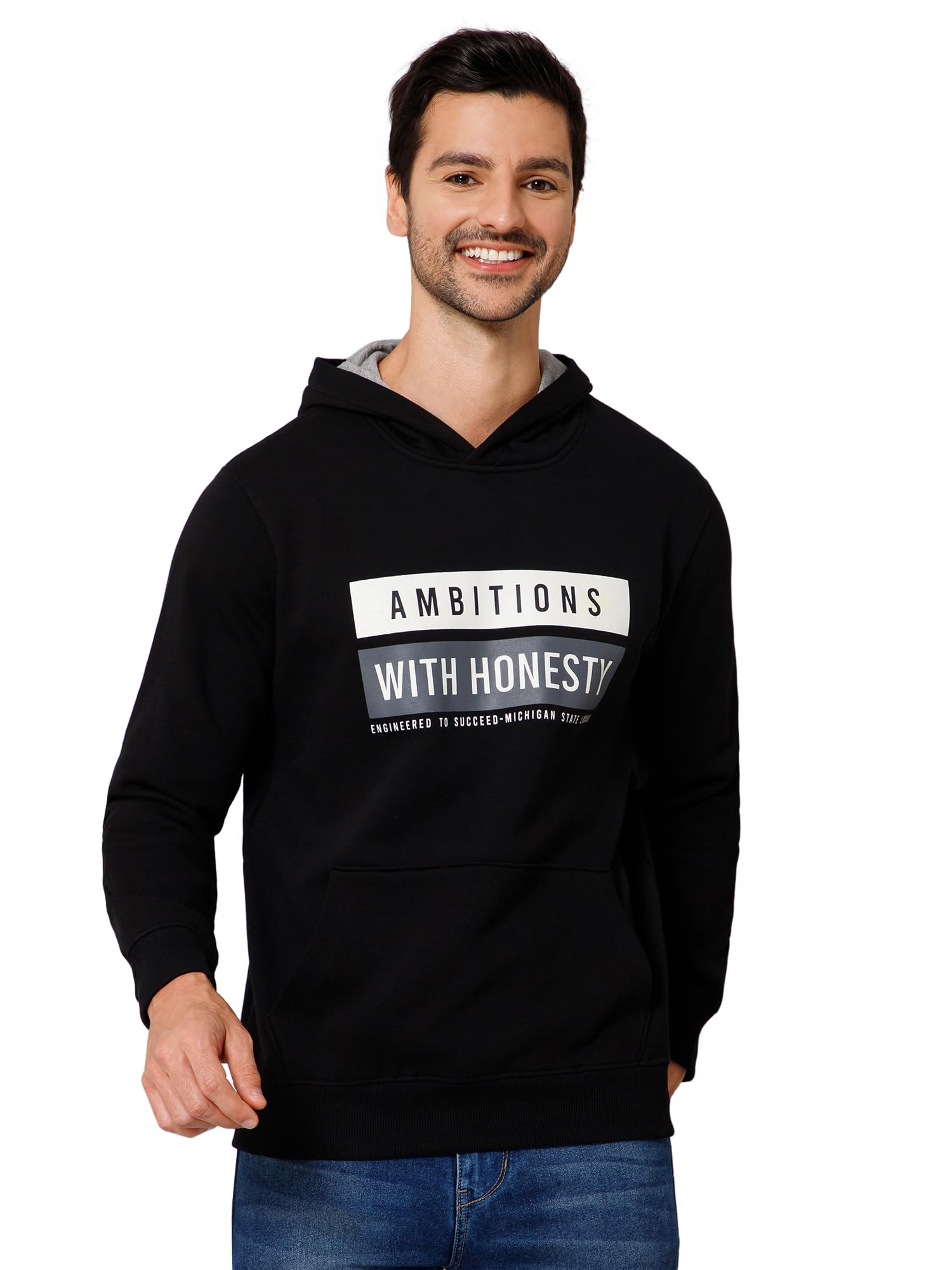 Printed Black Full Sleeves Regular Fit Mens Casual Sweatshirt with Hoodie | Casual Winter Sweatshirts for Men | Mens Sweatshirts for Winter Wear (P_MSWS00122_Black)-image-40
