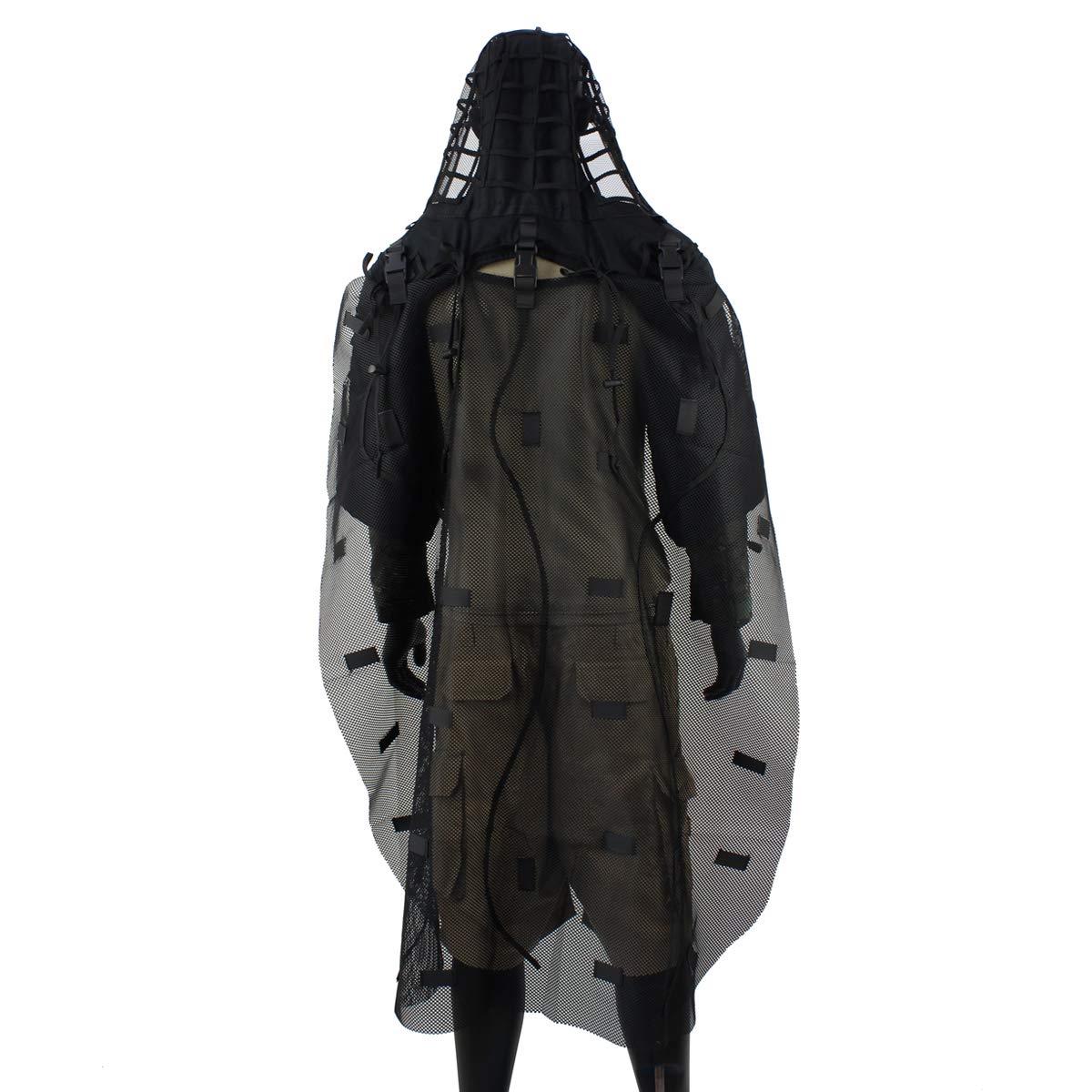 ROCOTACTICAL Breathable Ghillie Suit Foundation with Ghillie Cape for Hunting, Sniper, Airsoft, Wildlife Photography, Halloween (Viper Hood+Cape, Black)