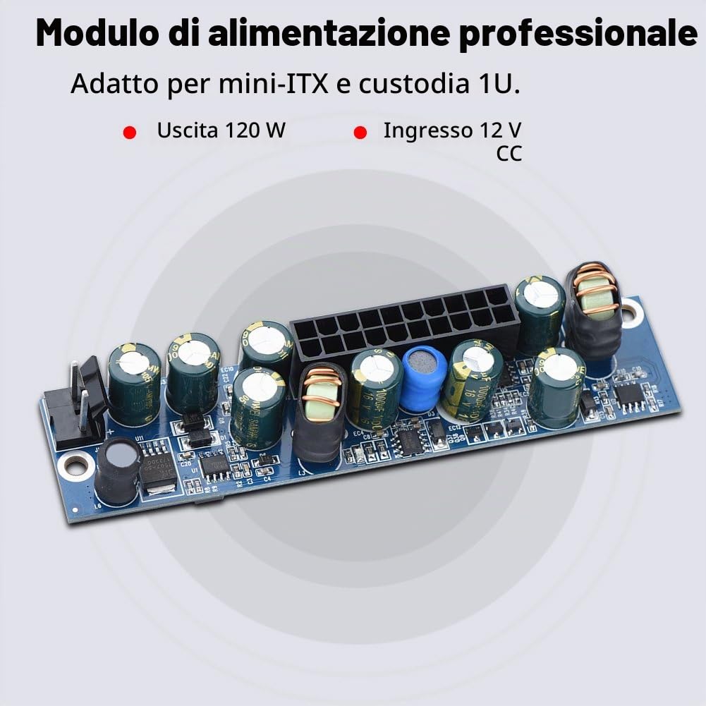 DC 12V 120W PSU Modulo di alimentazione per PC con cavo di ingresso DC/ATX a 24 pin, Adatto per Mini Computer, HTPC, POS, Set-Top Box digitali, Case ITX, ecc