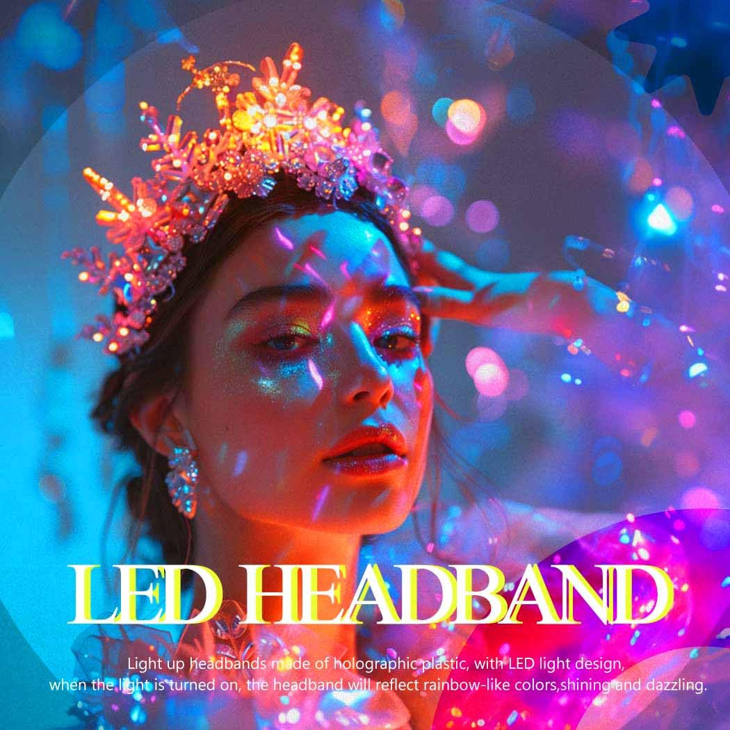 Evlry LED Mermaid Crown Headband Light Up Shell Coral Headpiece Mermaid Costume Hair Accessories for Women - Image 4