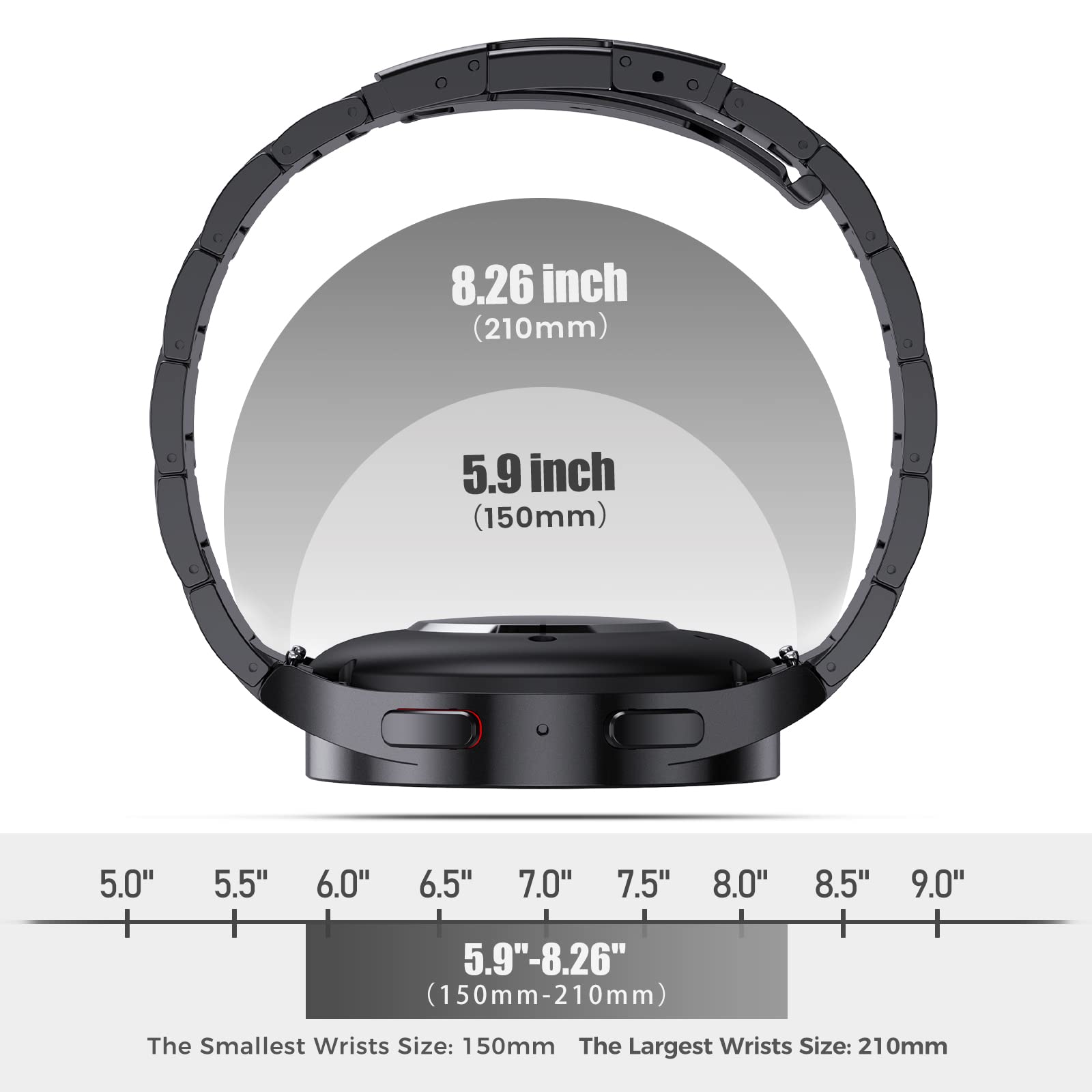 Titan-Armband Kompatibel Mit Samsung Galaxy Watch 7 (40/44 mm), 6 Classic (43/47 mm), 5 Pro (45 mm), 4 Classic (46 mm) - Keine Lücken, 20 mm