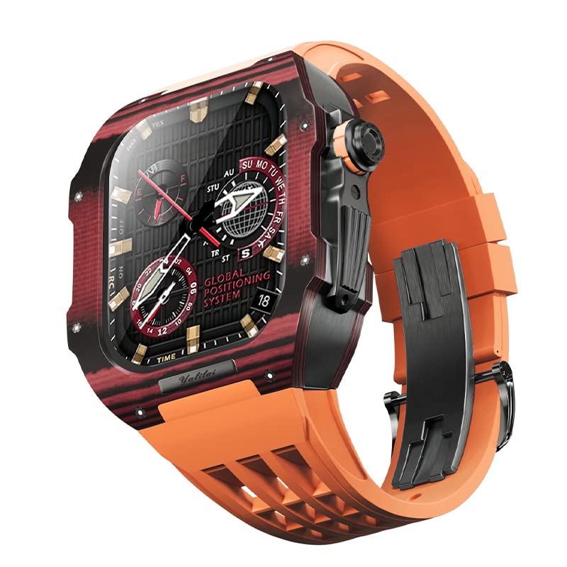 Kit mod Apple Watch 45 mm carbone pour un look sport chic au quotidien