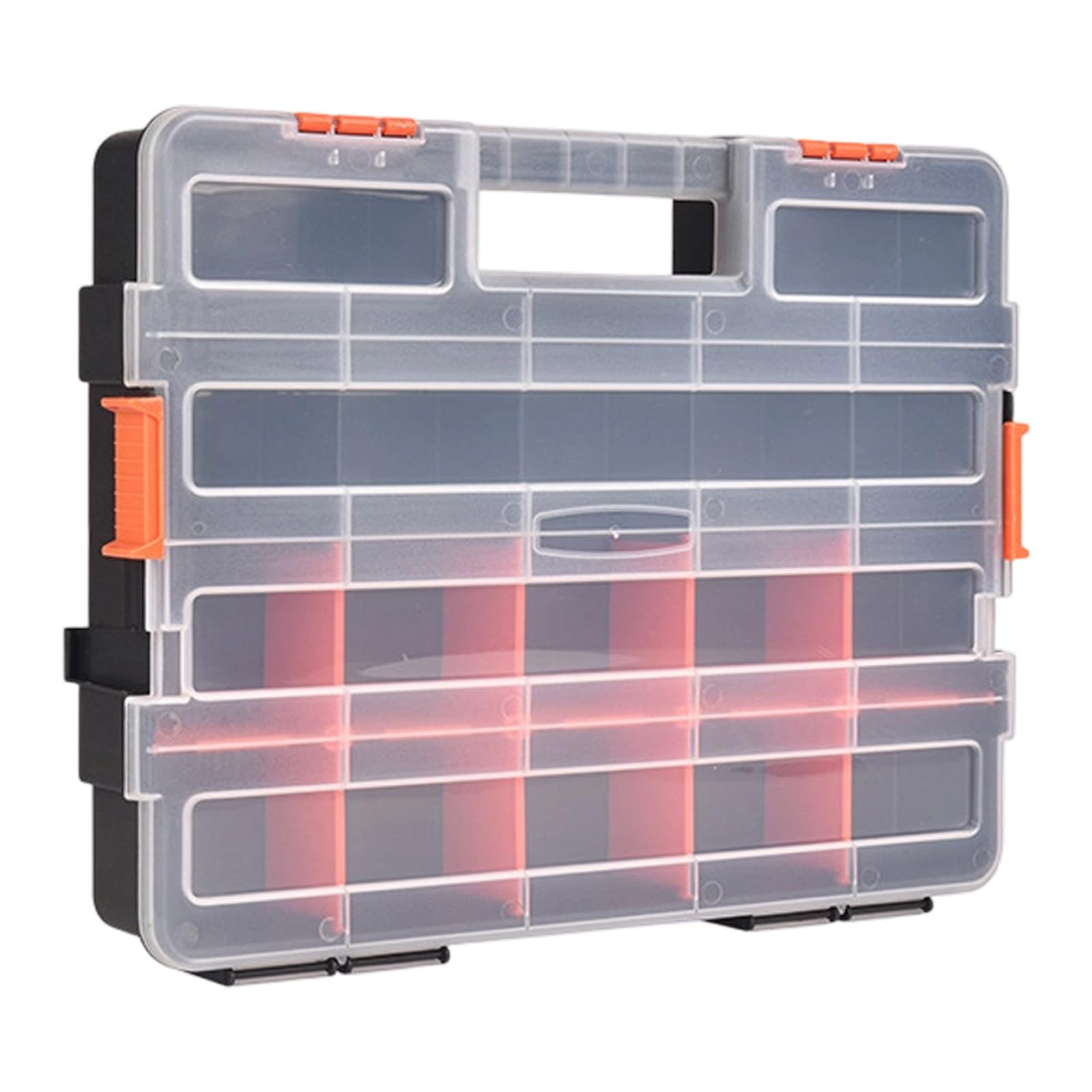 GMBYLBY Sturdy PP Compartment Storage Box with Secure Latches Parts Storage Container for Workshop and Home Organization Transparent Parts Container