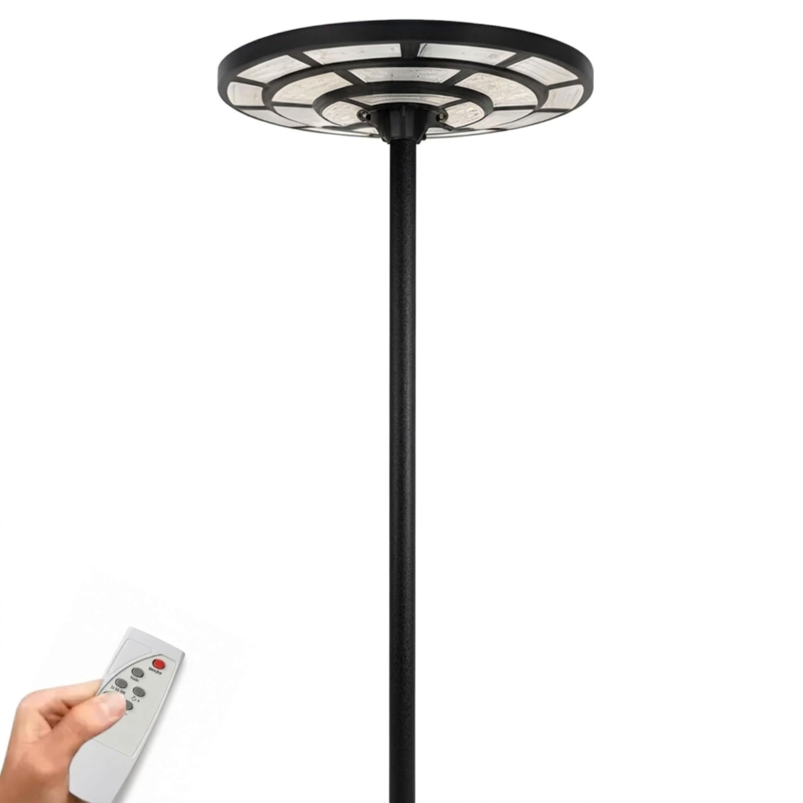 YASTA Lampione Solare da Giardino Per Esterni 2000 Watt Con Palo Nero Crepuscolare e Sensore Movimento