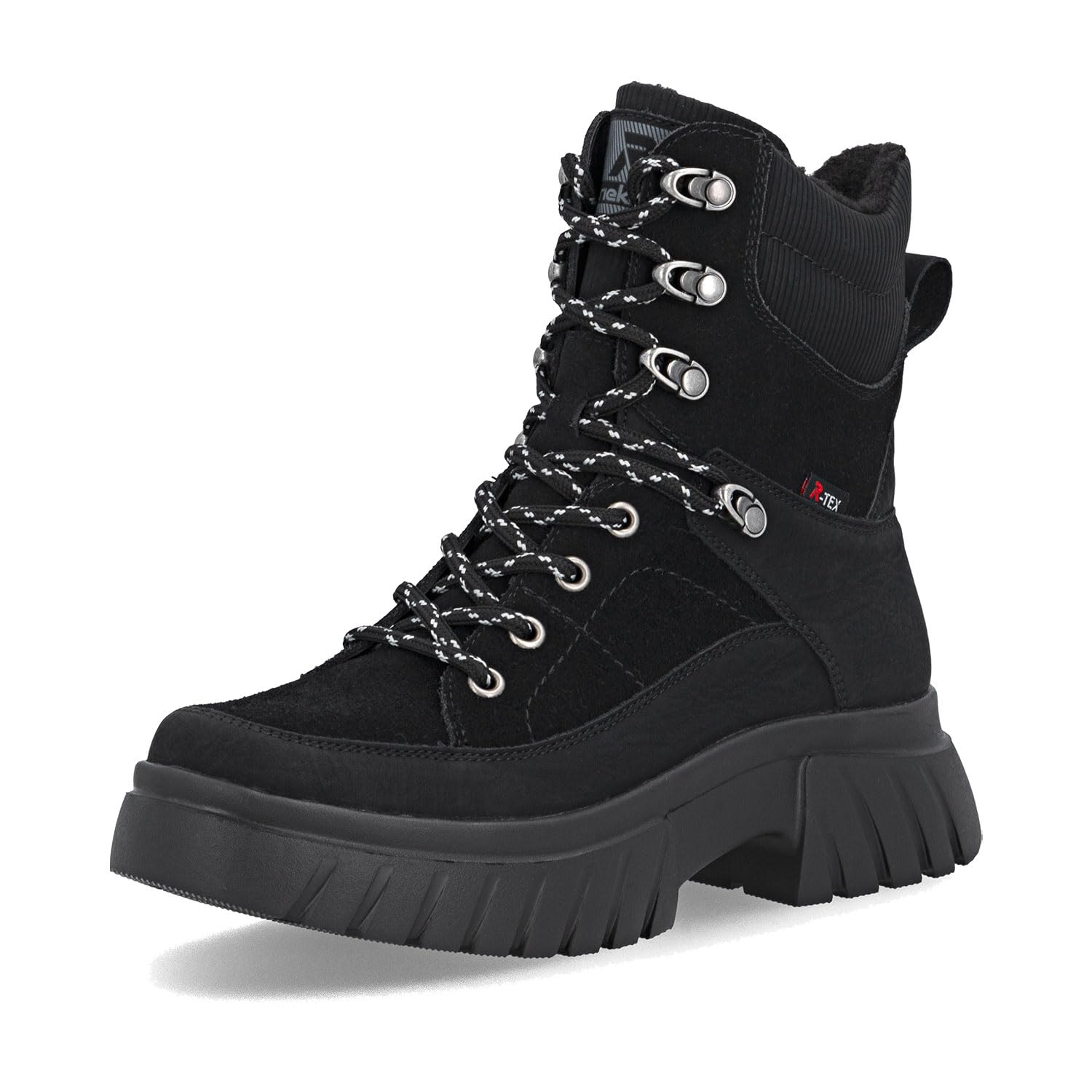 Rieker W1871-00 Schnürstiefel Leder und Synthetik Damen in schwarz