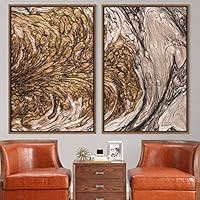 2 Piece Framed Canvas Wall Art Organic Fluids Canvas Prints Home Artwork Decoration for Living Room,Bedroom - 16