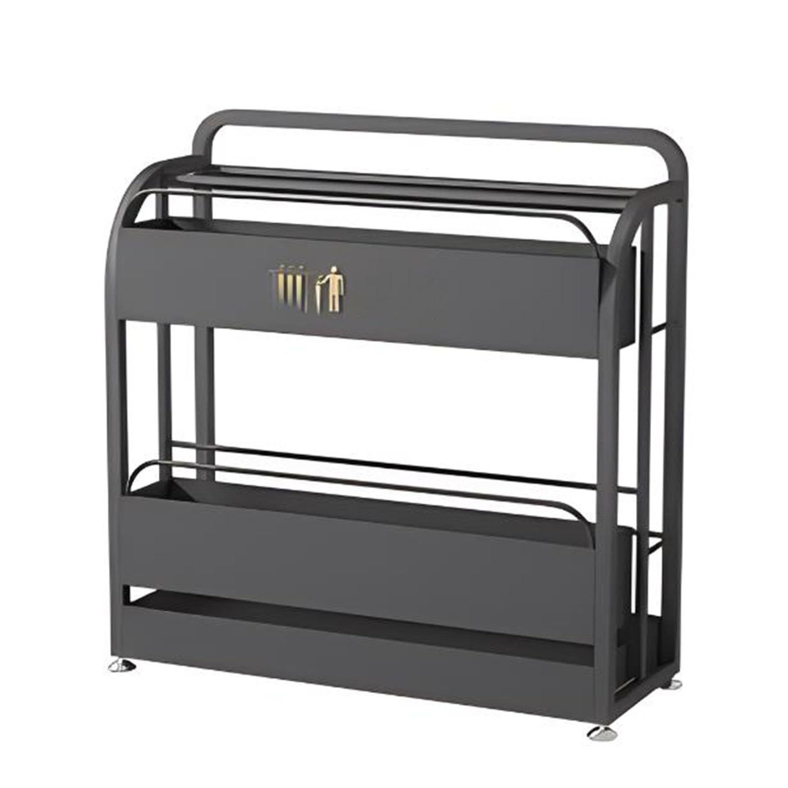 GHHVFEC Commercial Metal Umbrella Stand for Hallway, Entryway, Hotel, School, Cafe with Drainage Tray, Holds 30-45 Umbrellas, Black 27.6"x9.8"x27.6"
