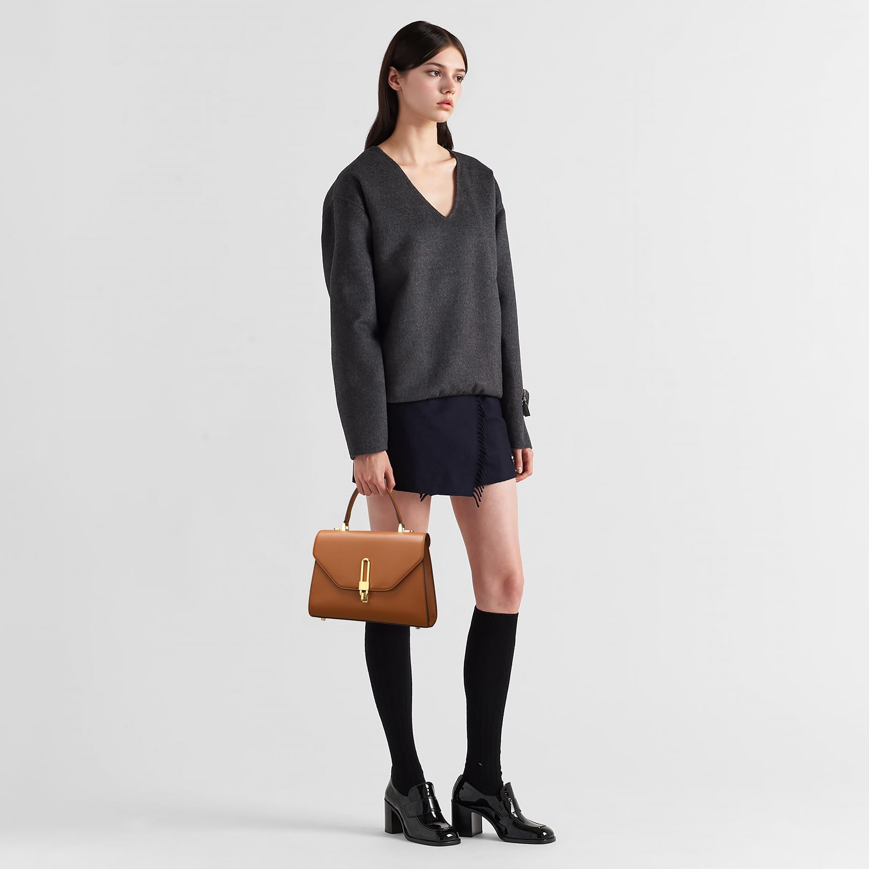 Bolso de mano para mujer, de piel, 3 compartimentos, viene con correa de hombro extraíble (marrón), marrón
