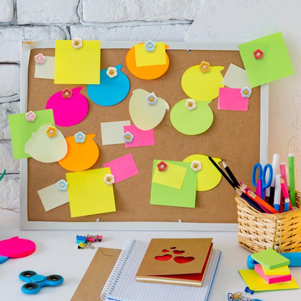 Puntine Decorative A Forma Di Fiore - 30 Pezzi Colorati Per Bacheche In Sughero, Ufficio E Casa