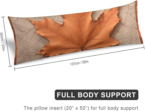 Miniatura 2 de Funda de almohada corporal de hojas de arce otoñal, 21 x 54 pulgadas, 20 x 54 pulgadas, funda de almohada decorativa de otoño con cierre de