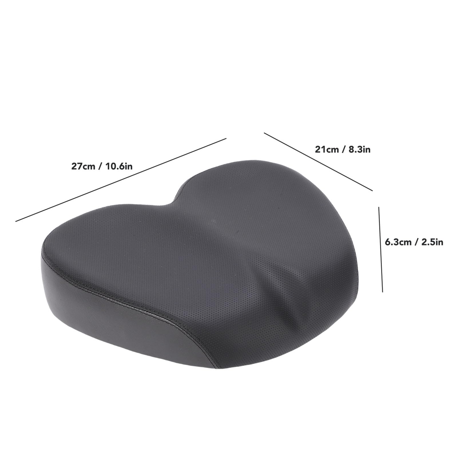 Selle de Vélo sans Nez pour Homme et Femme, Coussin de Siège de Velo Confortable Doux Amortissante Rembourrage en Mousse et Cuir PU pour VTT, Vélos de Route (Noir)