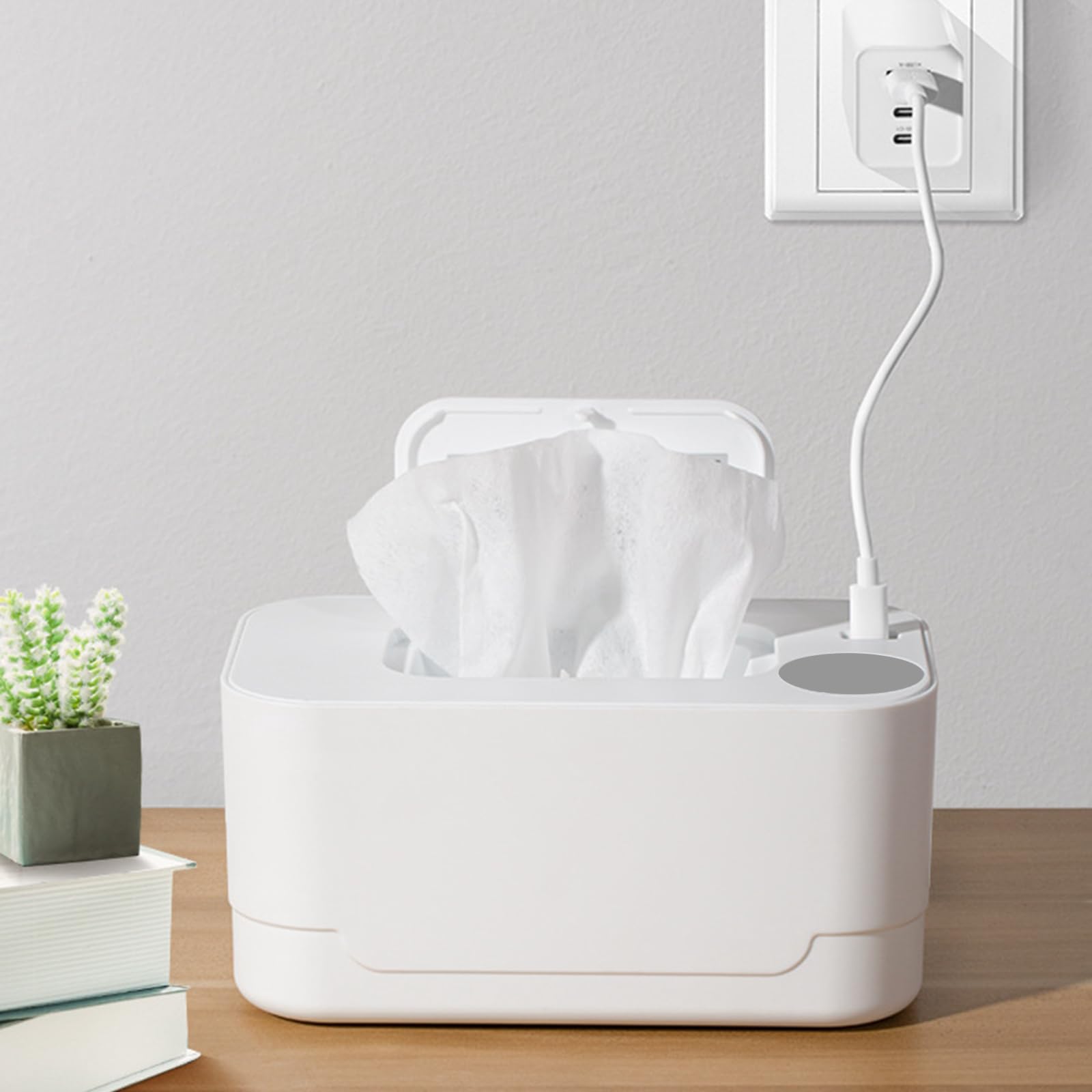 MagiDeal Chauffe-lingettes, chauffe-lingettes silencieux, distributeur de lingettes humides Portable pour bébé avec affichage numérique pour les voyages et la, blanc