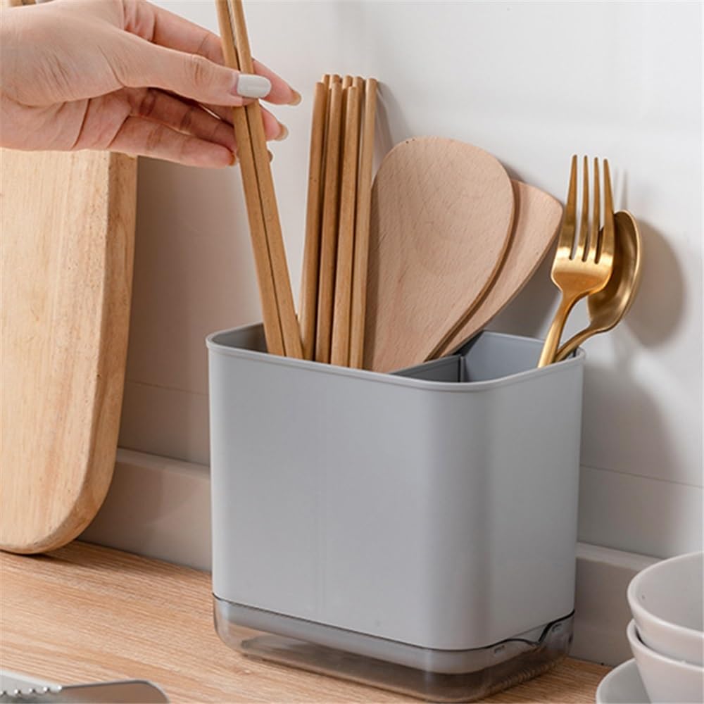 Utensilienhalter Küchenutensilienhalter for die Arbeitsplatte, 2 Stück, multifunktionaler Utensilienhalter und Küchendekor-Utensilientopf Besteck-Abtropfgestell(Grijs)